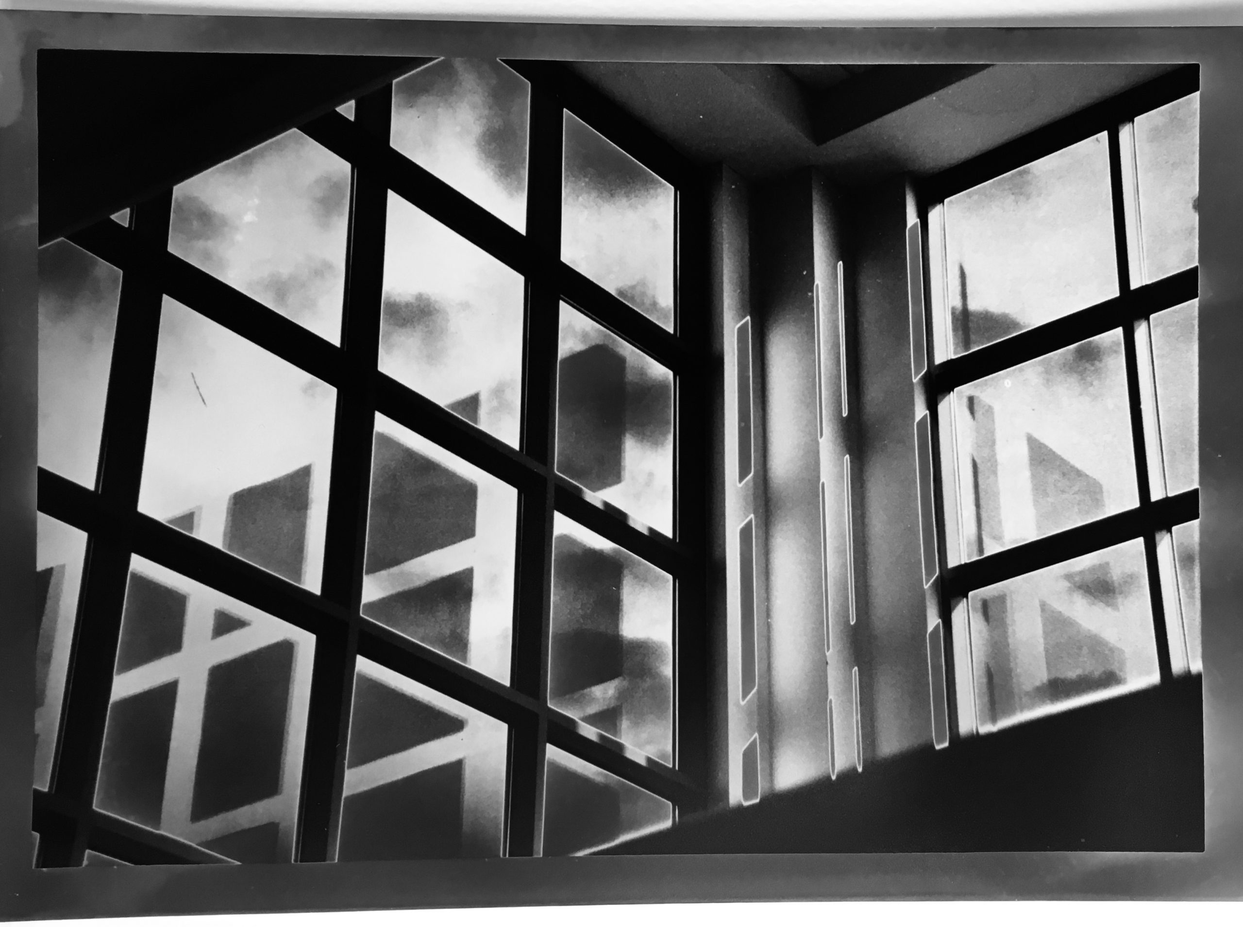 Black-and-white photograph of windows