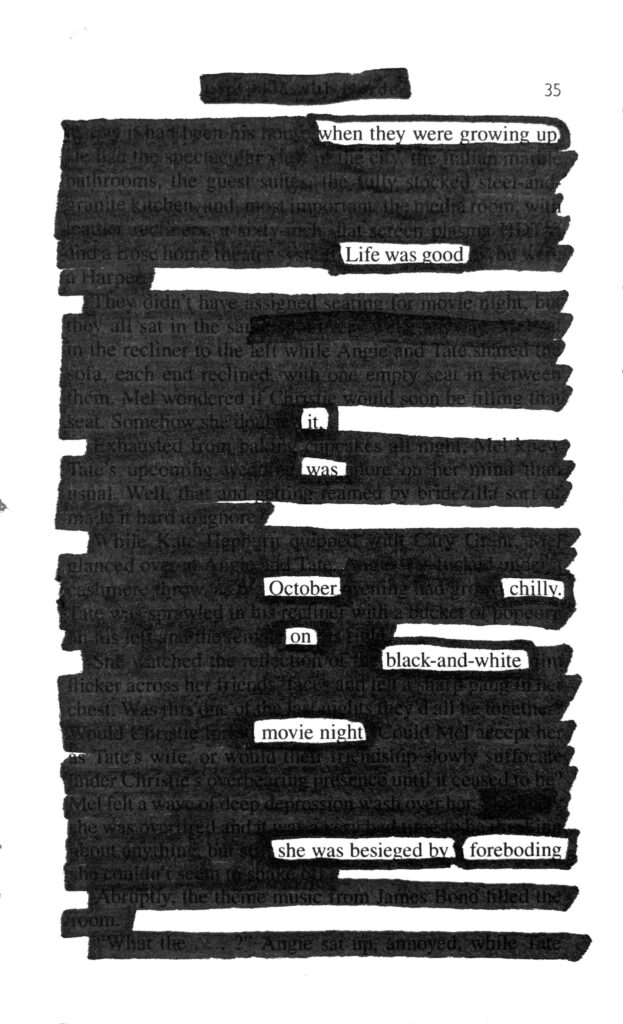 A blackout poetry poem